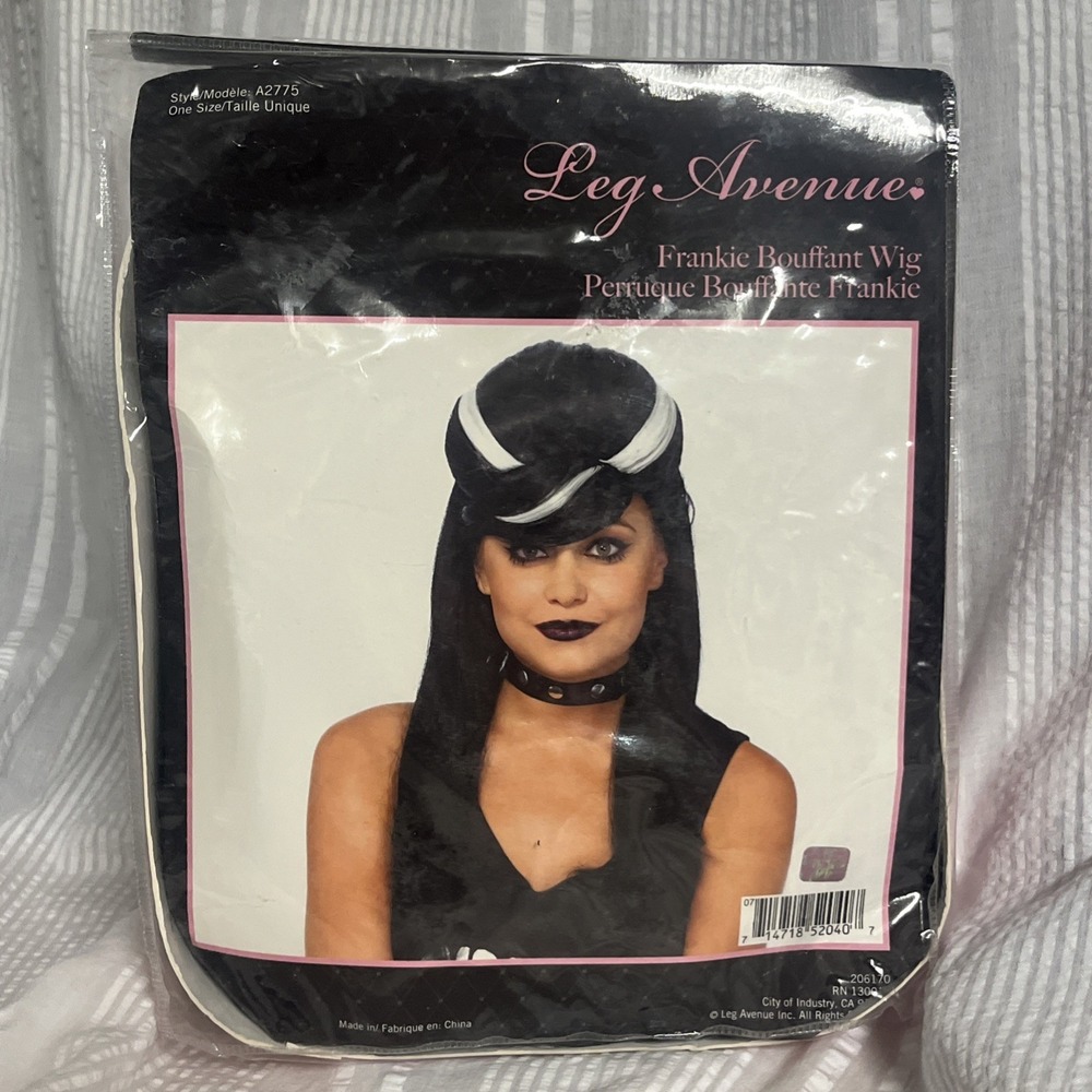 Leg Avenue Frankie Bouffant Wig Sexy Costume Halloween Fun NEW Black White A2775